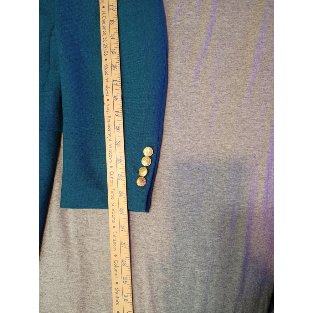 Michael Sterns Vintage Mens Teal Blue Blazer Gold Crest Buttons Made in USA - Picture 10 of 13